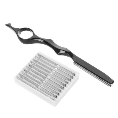 VALICLUD Professional Barber 11-Piece Set with Metal Razor and Steel Hair-Thinning Comb