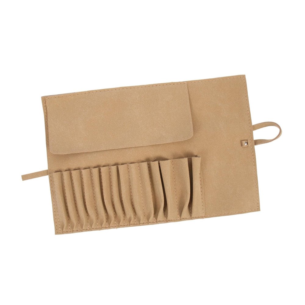 Foldable Lightweight Suede Makeup Brush Bag