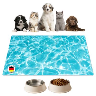 Bowl Mat | Feeding Mat for Dogs and Cats, Water Reflection, Premium Vinyl, 60 x 40 cm, Non-Slip, Washable, Tear-Resistant, Made in Germany