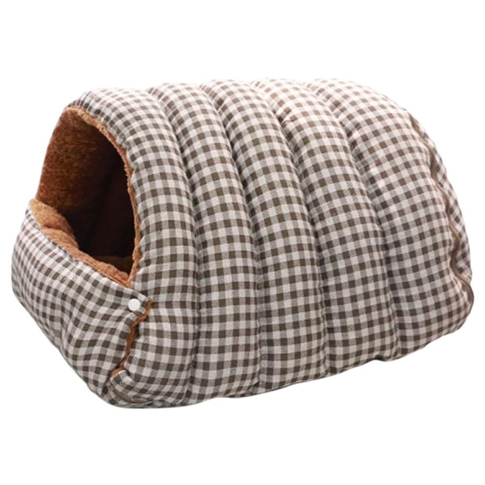 Indoor Cat House, Removable & Washable Cat Cave with Cushion, 48x30x20/65x40x28 cm, Various Patterns (C, 48x30x20 cm)