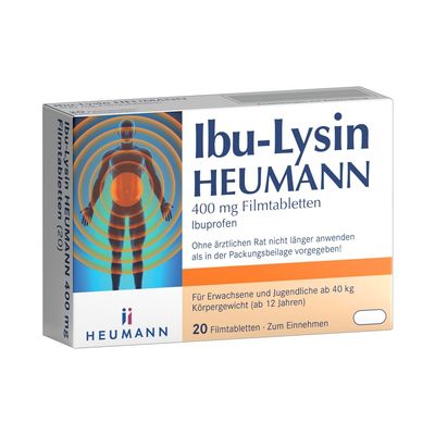 Ibu-Lysin HEUMANN 400 mg Film-Coated Tablets, Fast Absorption, 20 Tablets