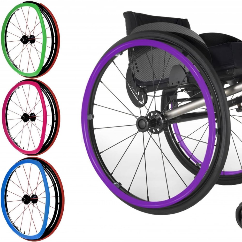 Silicone Wheelchair Handrim Covers, 24-Inch, Purple, 2-Pack