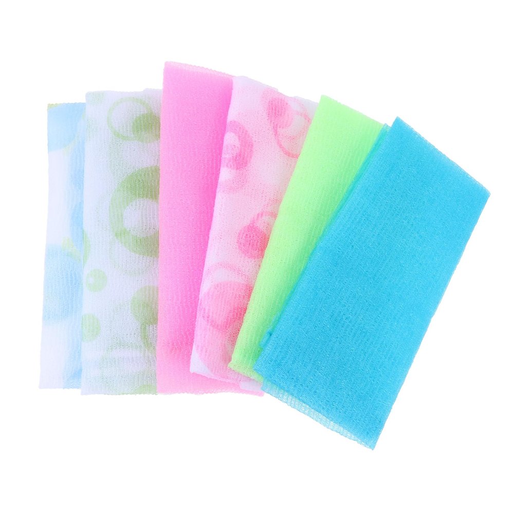 6-Pack Long Nylon Exfoliating Bath Towels