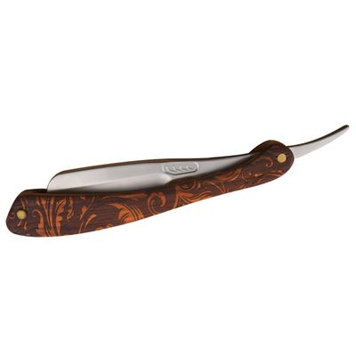 Stainless Steel Straight Razor with Wooden Handle for Precise Beard Grooming