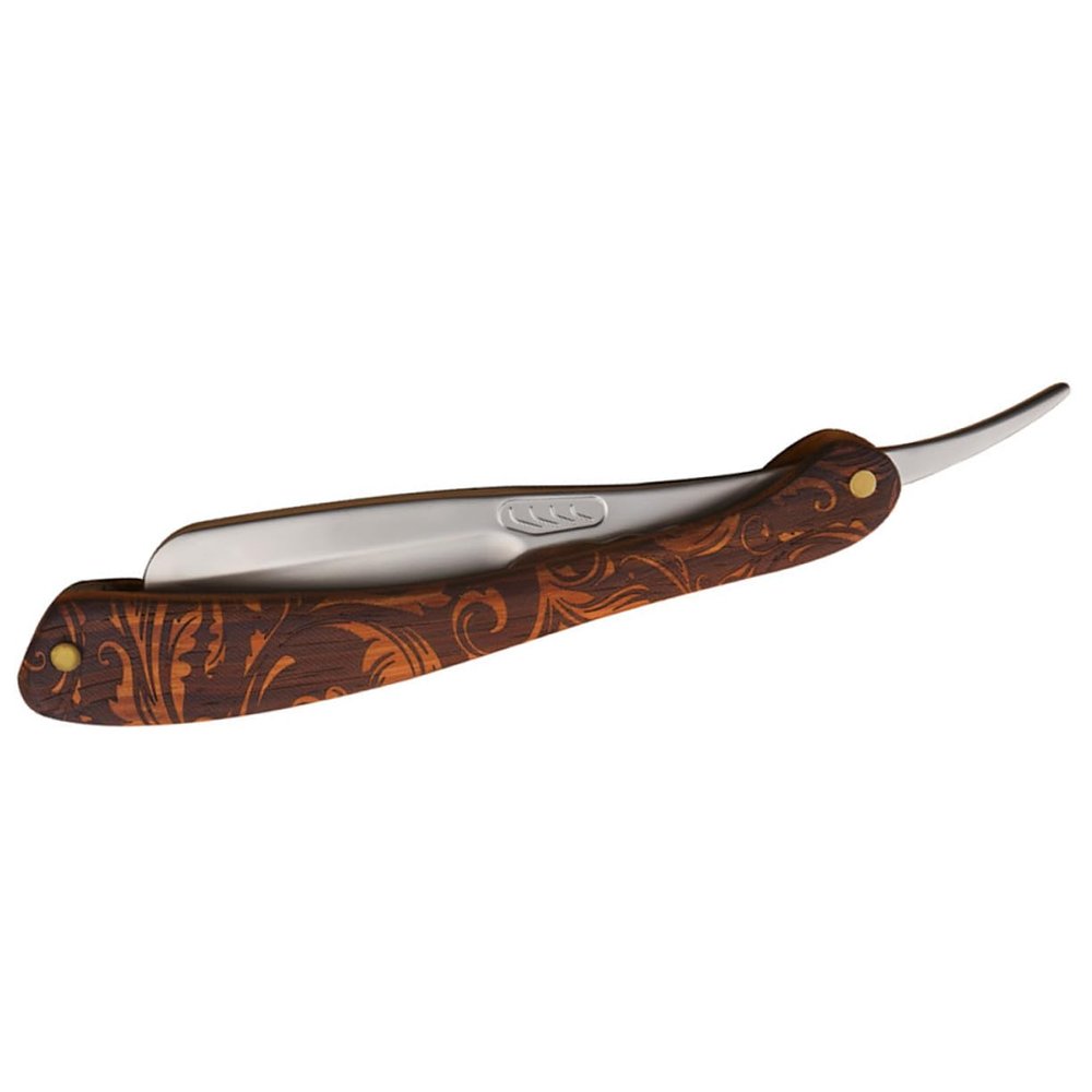 Stainless Steel Straight Razor with Wooden Handle for Precise Beard Grooming