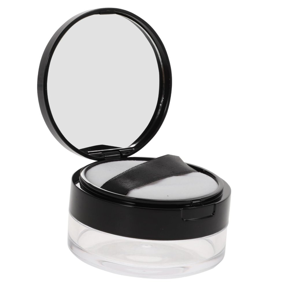 Portable ABS Powder Puff Case with Mirror and Double Compartment