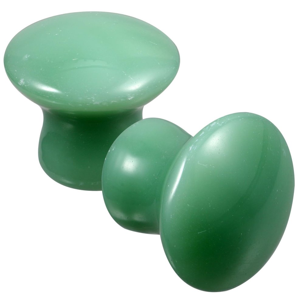 Green Mushroom Massage Stones for Face and Body, 2 Pieces, Aventurine