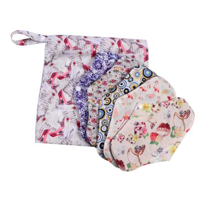 TOPPERFUN 5 Pack Self-Adhesive Washable Bamboo Fiber Menstrual Pads