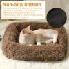 Mateju Rectangular Plush Dog Bed with Non-Slip Bottom, Orange B, 66 x 55 cm view 3
