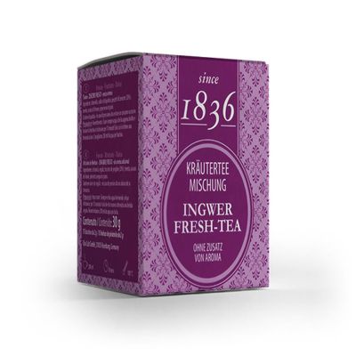 Since 1836 Ginger Fresh Herbal Tea – Lemongrass, Licorice and Ginger – 15 Pyramid Tea Bags