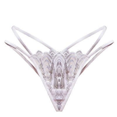 Sexy Women's Thong, Open-Crotch Lace G-String, White, One Size
