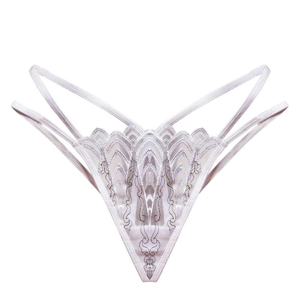 Sexy Women's Thong, Open-Crotch Lace G-String, White, One Size