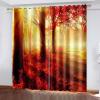 Wycian Window Decoration Curtains, Red and Yellow, 2-Piece Polyester Autumn Landscape, H229 x W96 cm, for Bedroom view 1