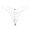 Women's Sexy Diamond Spiderweb Open Thong, White, One Size view 1
