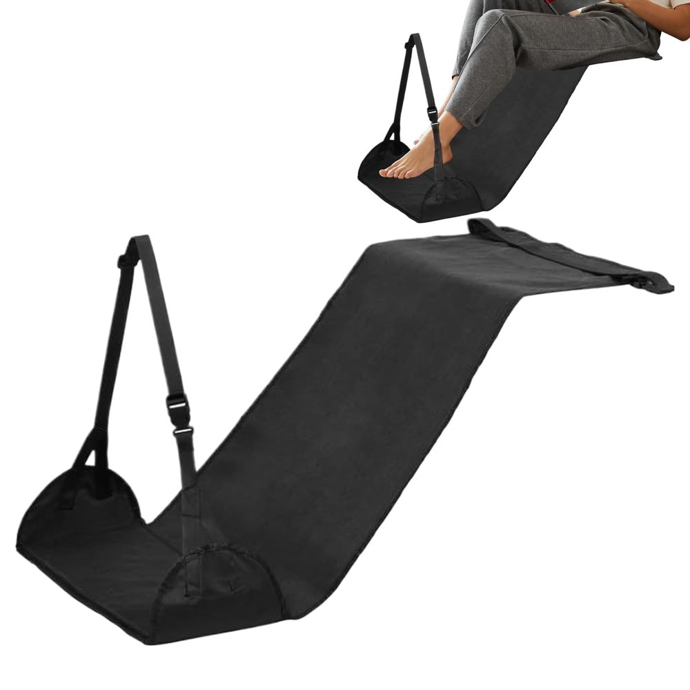 Airplane Leg Hammock, Adjustable Footrest Strap, Portable Cushion and Lightweight Car Accessory
