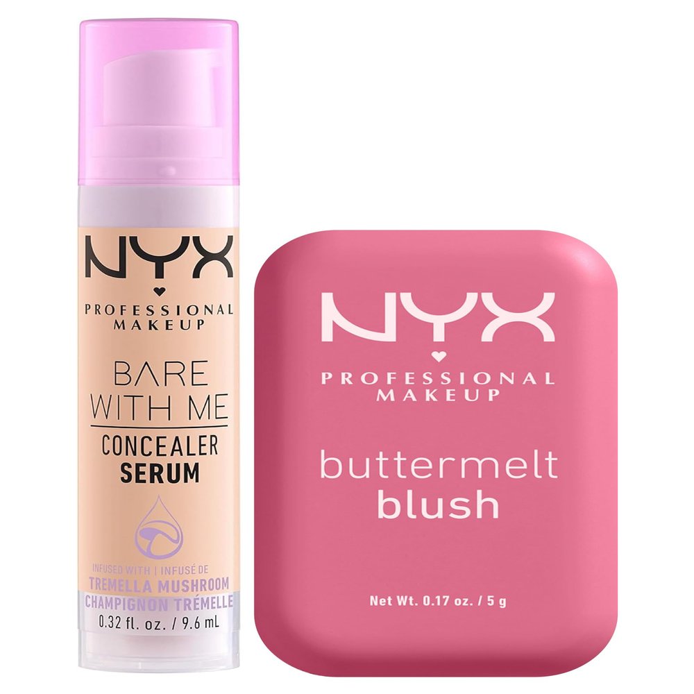 NYX Professional Makeup Bare With Me 2-in-1 Correcting Serum, 03 Vanilla + Buttermelt Blush Powder, For The Butta