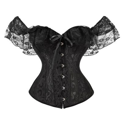 Women's Full-Bust Lace Corset Top, Gothic Steampunk Bustier