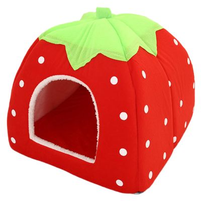 Cartoon Strawberry Cat Bed