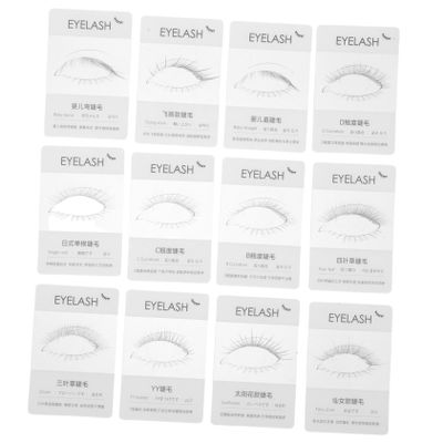Baluue 12-Piece False Eyelash Try-On Cards, Lash Try-On Board for Makeup Practice and Salon Use