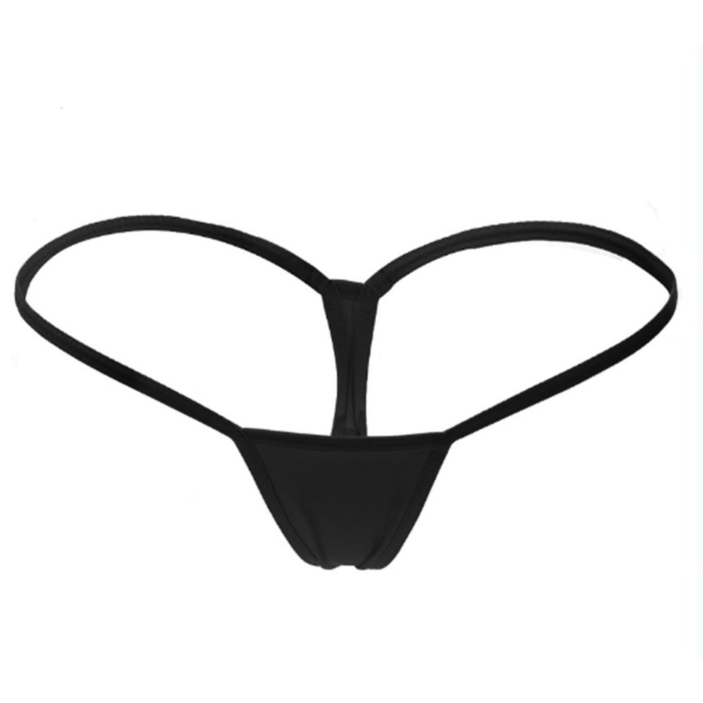 Women's Micro Pearl Thong with Open Crotch, Black, XL