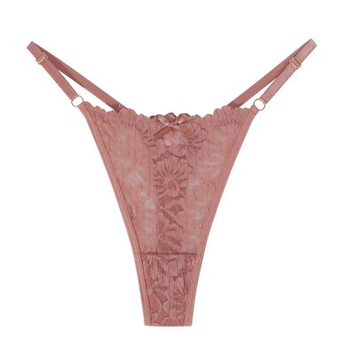 Generic Open-Crotch Women's Lace Thong, Brick Red, L
