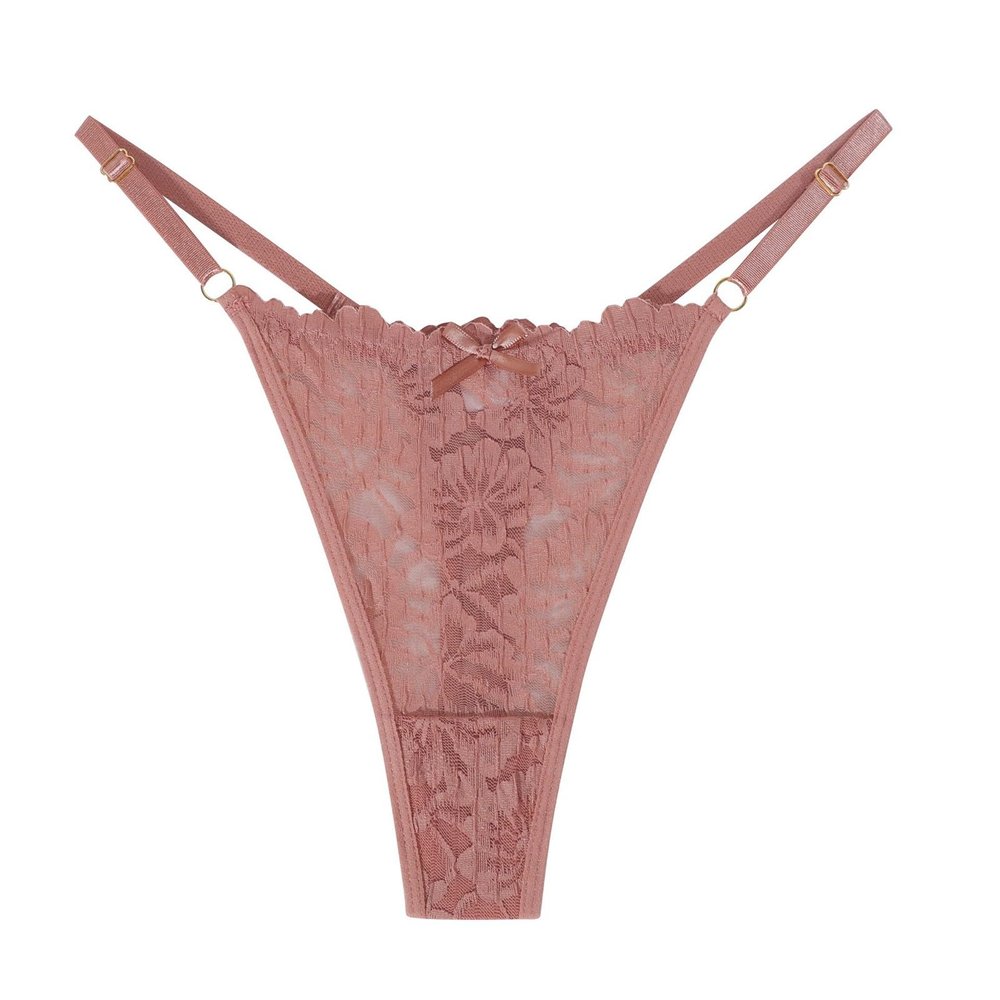 Generic Open-Crotch Women's Lace Thong, Brick Red, L