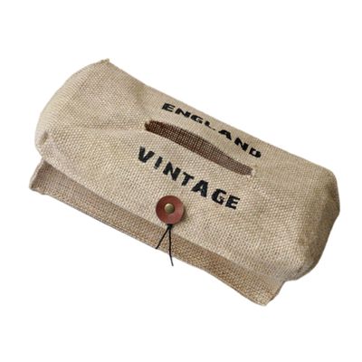 Retro Tissue Dispenser with Woven Jute and Leather Texture