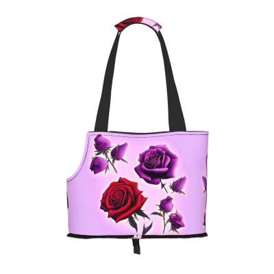 Red and Purple Rose Print Pet Shoulder Bag