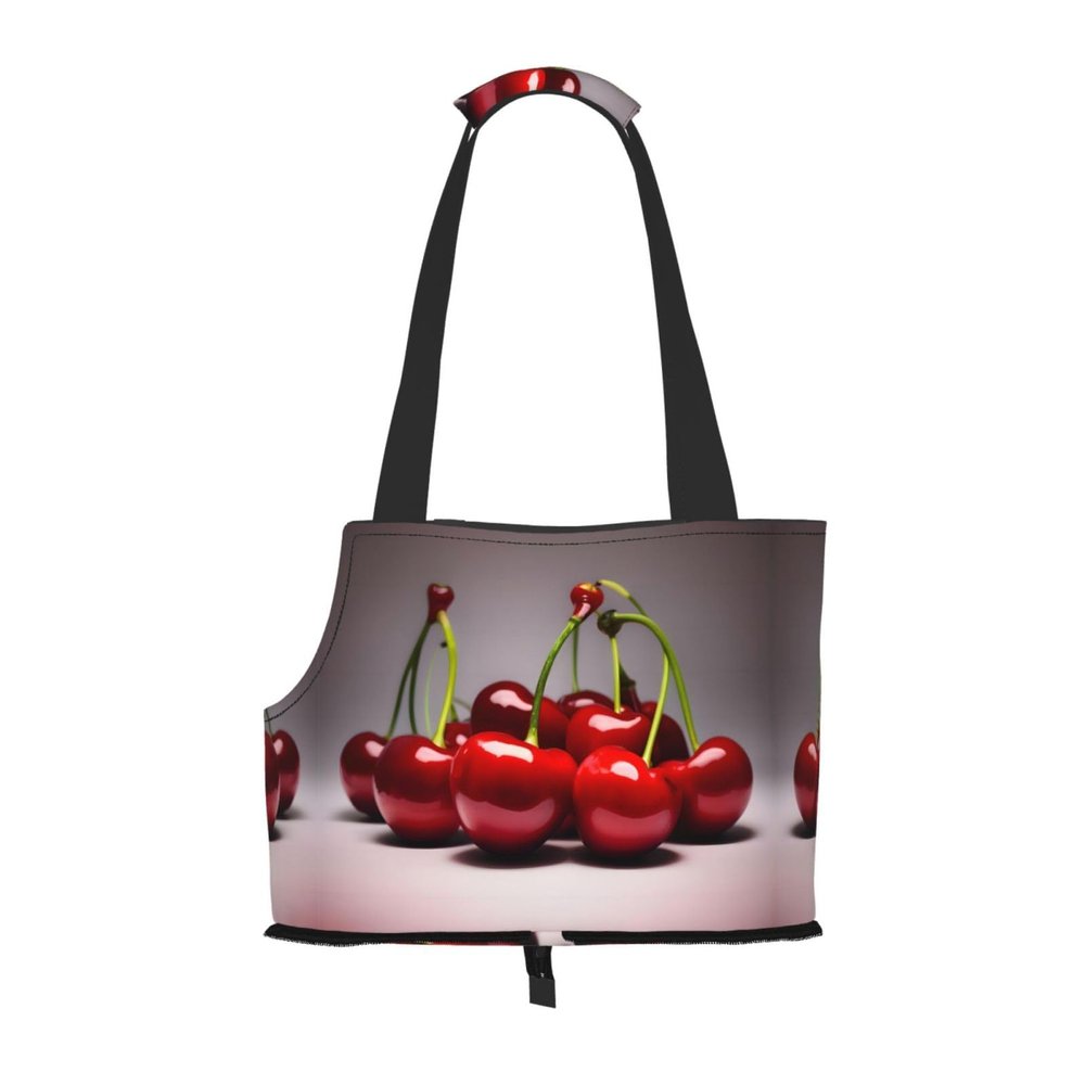 Portable Chilean Cherry Print Pet Shoulder Bag for Small Dogs and Cats