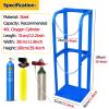 Heavy-Duty Oxygen Cylinder Storage Rack, Floor-Mounted Holder for 14 Gas Cylinders, Portable, with Screws and Safety Chain, Yellow view 2