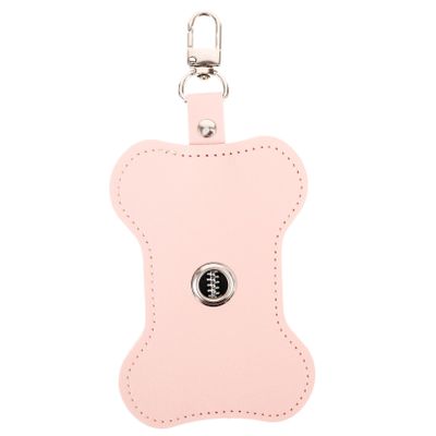 WOONEKY Dog Waste Bag Holder with Leash Attachment, Portable, Pink PU