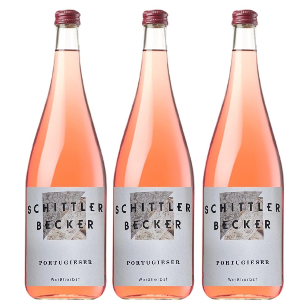 Schittler-Becker Portugieser Weißherbst Rosé Wine, Sweet and Mild, Vegan, Germany, incl. FeinWert E-Book (3 x 1.0 L)