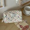 Corduroy Travel Makeup Organizer with Floral Pattern view 2