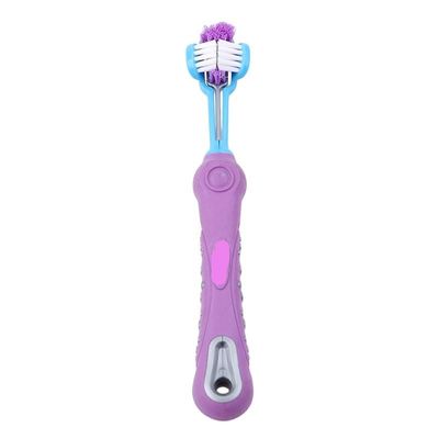 YH-461651 3-Sided Dog Toothbrush for Tartar Removal, Triple-Care Toothbrush for Cats and Dogs, Purple