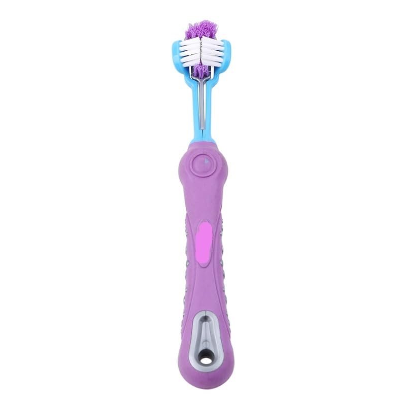 YH-461651 3-Sided Dog Toothbrush for Tartar Removal, Triple-Care Toothbrush for Cats and Dogs, Purple