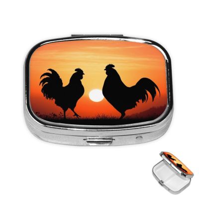 Metal Chicken Pill Case with 2 Compartments