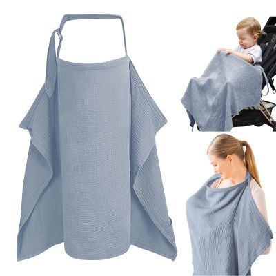 Musselin Nursing Cover with Adjustable Strap, Blue