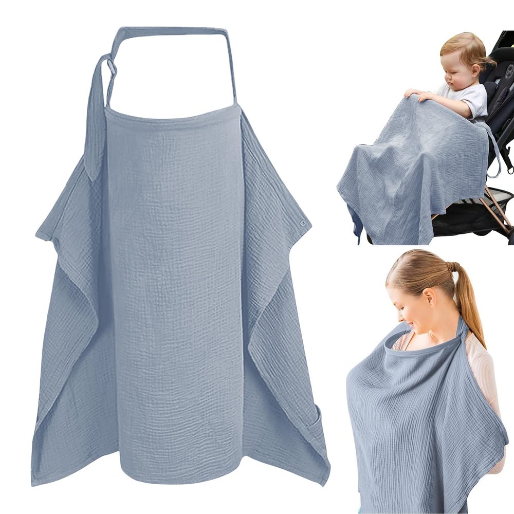 Musselin Nursing Cover with Adjustable Strap, Blue