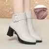 JXpxbao Women's Chunky-Heel Ankle Boots with Platform, Side Zipper, Beige-Warm, Size 39 view 4