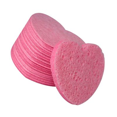 Gatuida 50-Pack Compressed Heart-Shaped Cellulose Facial Sponges, Reusable Cleansing and Exfoliating Pads for Sensitive Skin and Travel