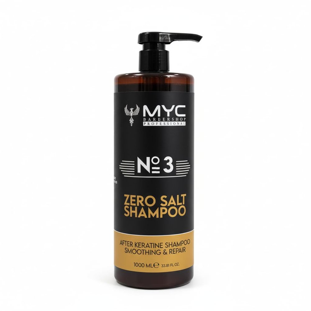 MYC Barbershop Professional No. 3 Zero Salt Shampoo 1000 ml, Salt-Free Shampoo After Keratin Treatment, Repairing, Smoothing & Moisturizing