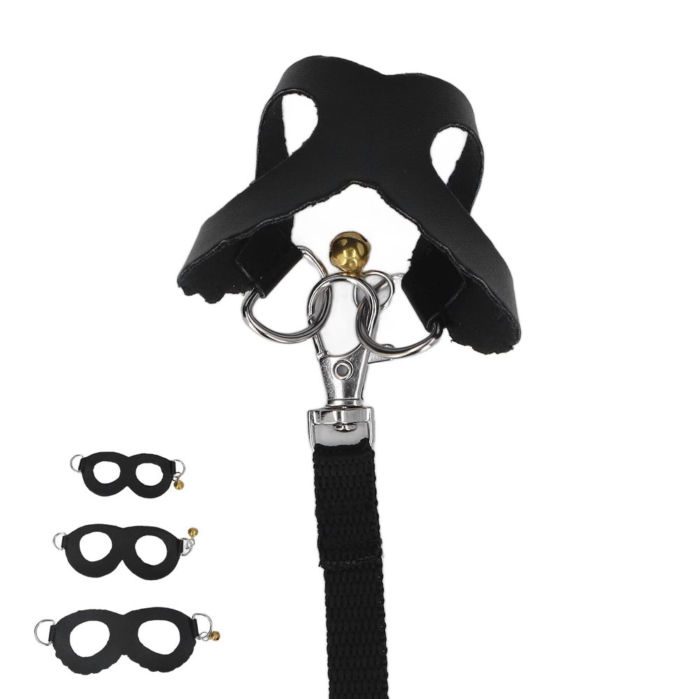 RASTKY Harness and Leash Set, Faux Leather, Soft to Wear, Vest and Leash, Set with Bell, Small Animals, Pet Supplies (Black)