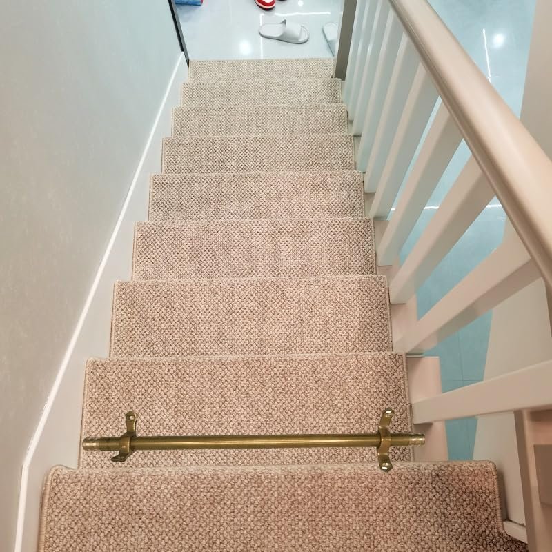 Minimalist Stair Runner Rod Holder Set, 12 Brass Rods, 120/110/100/80/70/60/50 cm, Easy Installation (116.8 cm)