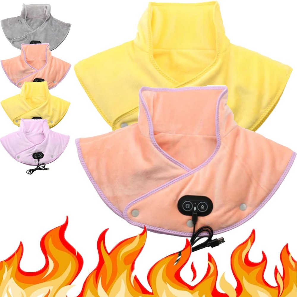 Massage Heating Pad, Coral Fleece Neck Warmer for Back and Shoulders with 3 Heat Levels and 3 Vibration Modes (2 pcs)