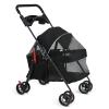 Foldable Pet Stroller for Dogs and Cats, 4-Wheel Jogger with Drink Holder, Black view 1
