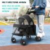 Foldable Pet Stroller for Dogs and Cats, 4-Wheel Jogger with Drink Holder, Black view 3