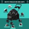 Foldable Pet Stroller for Dogs and Cats, 4-Wheel Jogger with Drink Holder, Black view 4