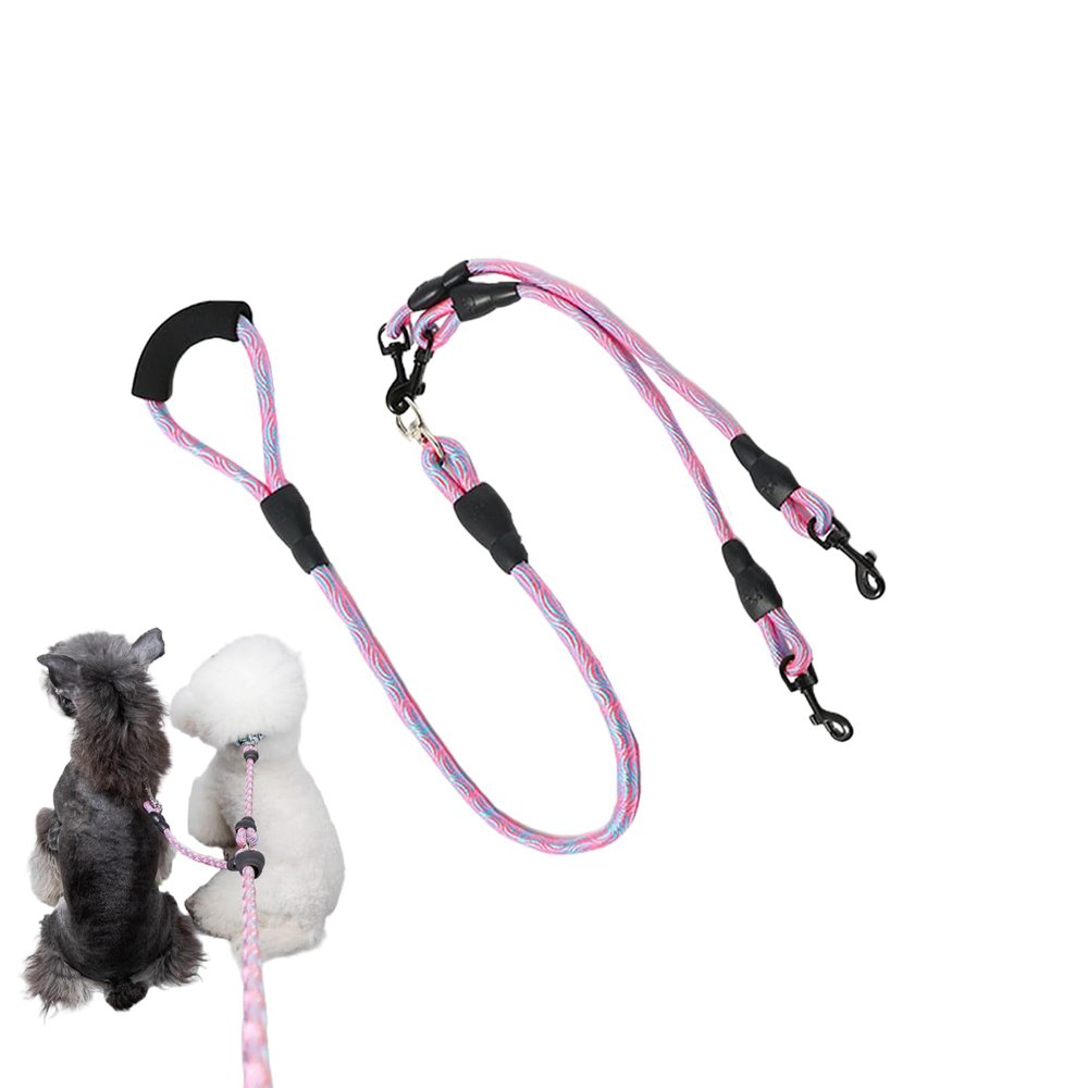 Double Dog Leash with 360° Swivel and Ergonomic Handle