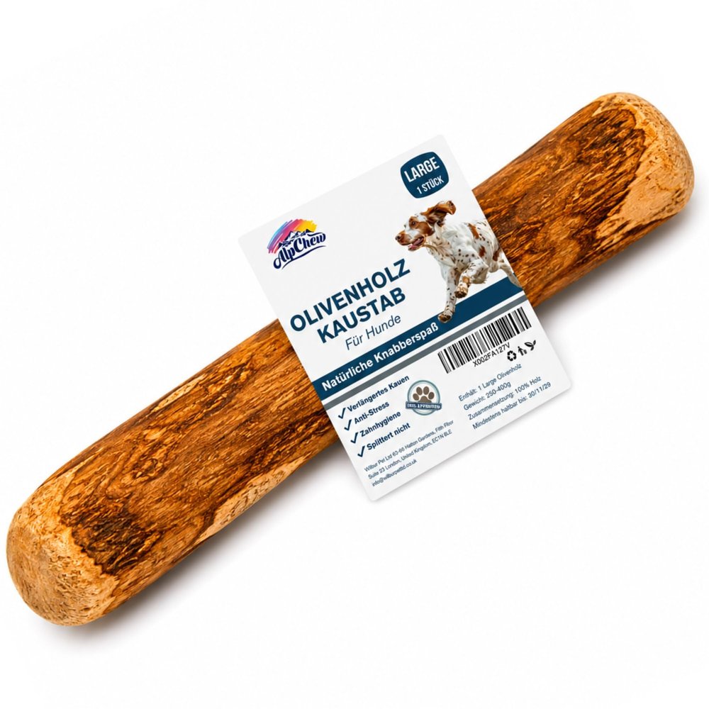 Alp Chew Olive Wood for Dogs - Natural Chew Toy for Strong Chewers, Size L (250-400g), 1 Piece