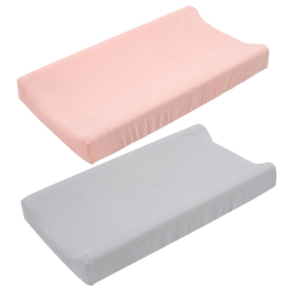 ULDIGI 2-Pack Breathable Cotton Changing Pad Covers, Elastic and Skin-Friendly